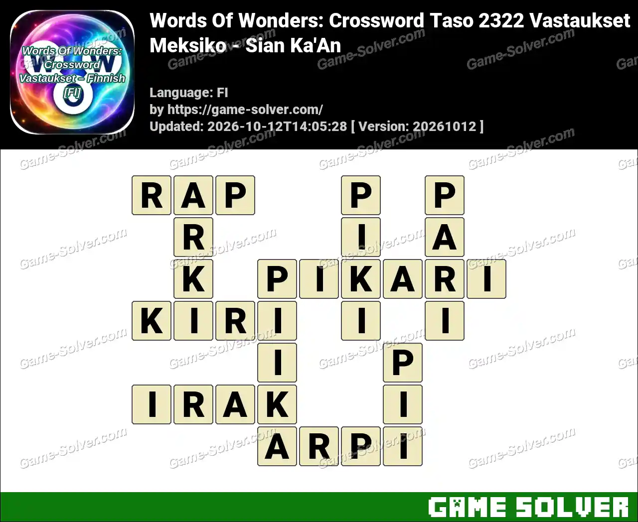Words Of Wonders: Crossword Taso 2322 Vastaukset – Meksiko – Sian Ka’An